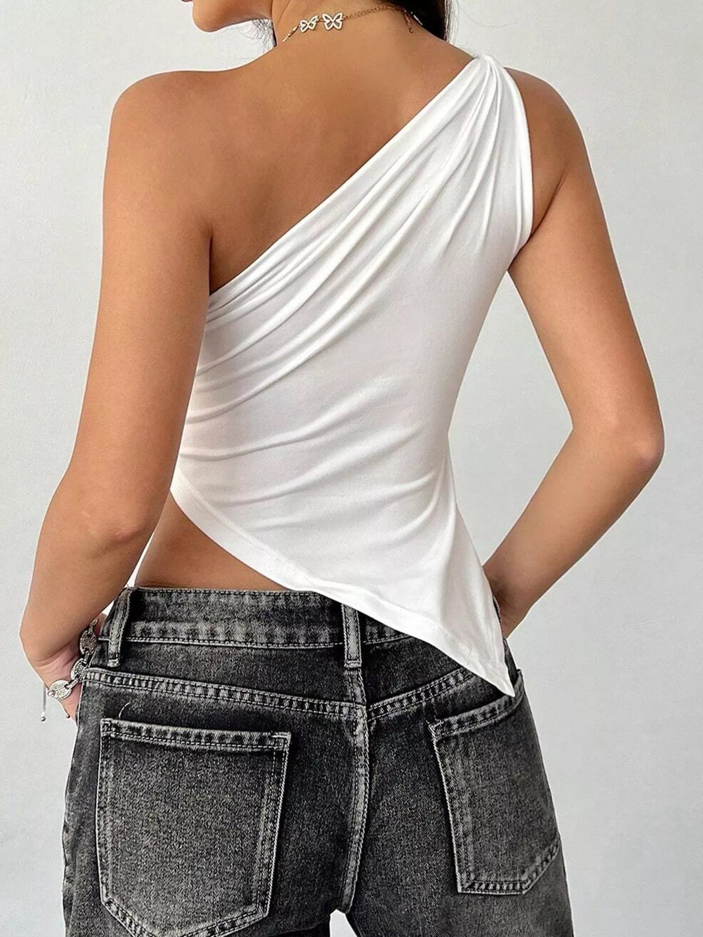 Asymmetrical One-Shoulder Slim Fit Cami