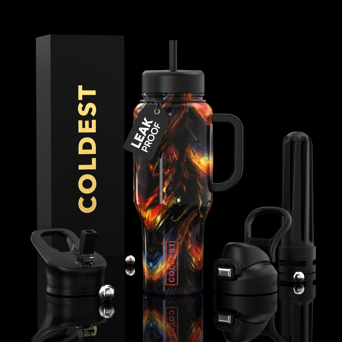 COLDEST Limitless Ultra v8 36oz Water Bottle with 3 Lids