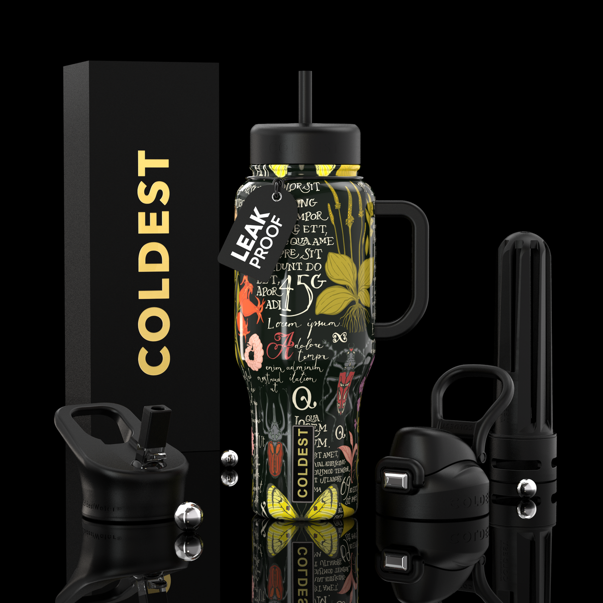 COLDEST Limitless Ultra v8 36oz Water Bottle with 3 Lids