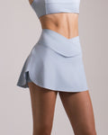 Women's Athletic Skort with Built-In Shorts & Pockets - Baby Blue | LuxeForm Criss-Cross Waist.